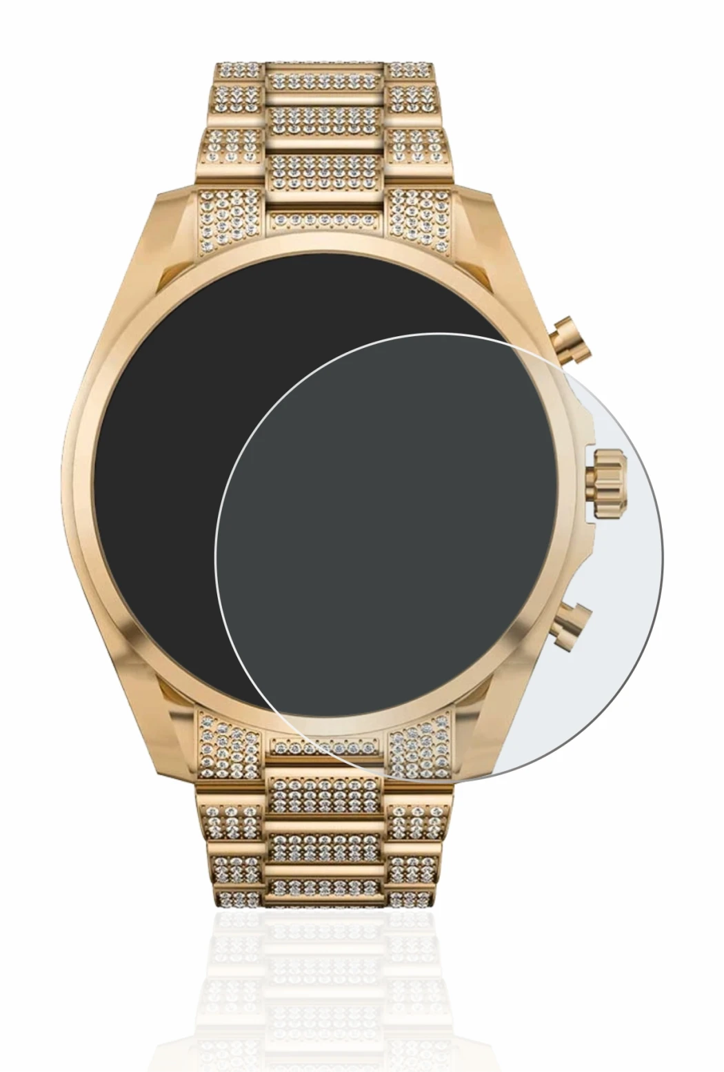 Imagen del dispositivo Michael Kors Access Gen 6 Bradshaw con una amplia variedad de protectores de pantalla.