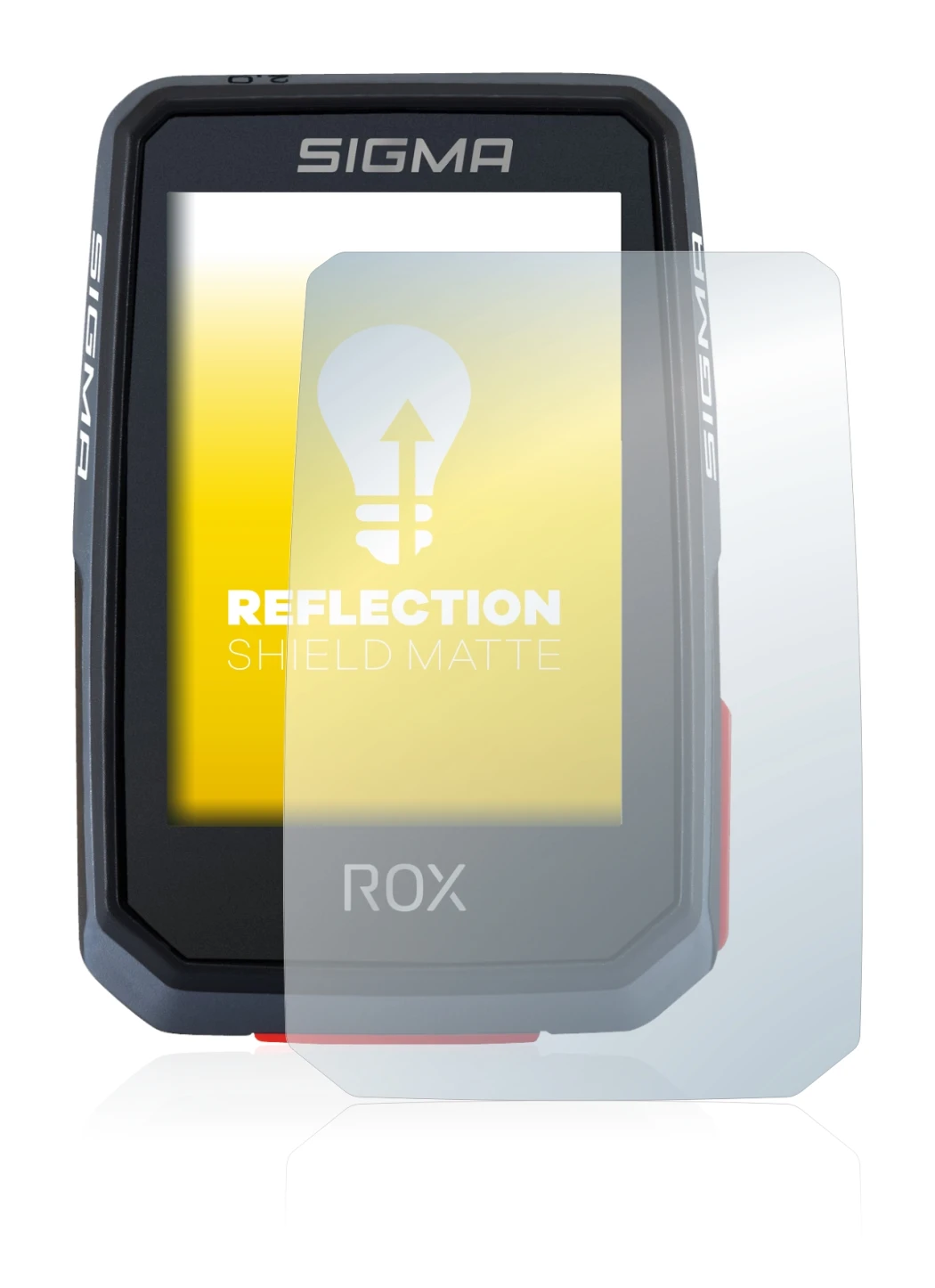 Imagen del dispositivo Sigma ROX 2.0 con una amplia variedad de protectores de pantalla.