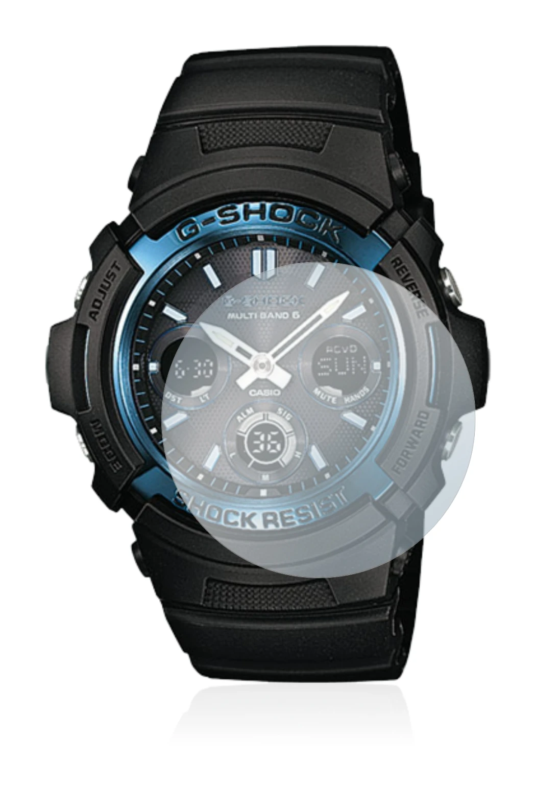 Imagen del dispositivo Casio AWG M100 con una amplia variedad de protectores de pantalla.