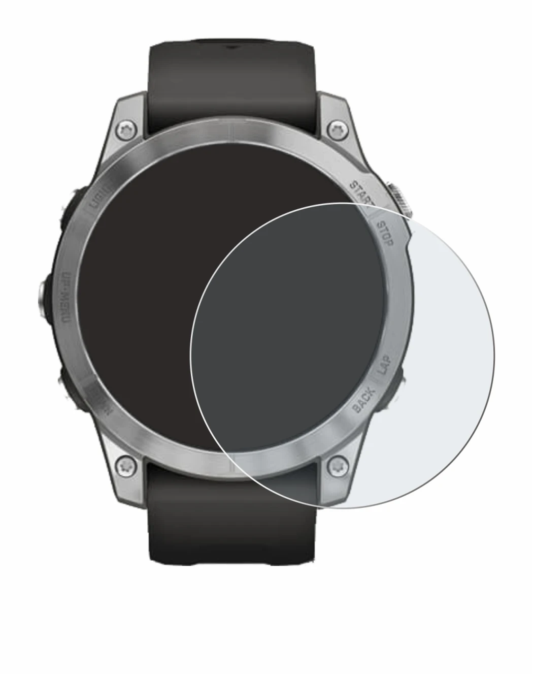 Imagen del dispositivo Garmin Fenix 7 (47 mm) con una amplia variedad de protectores de pantalla.