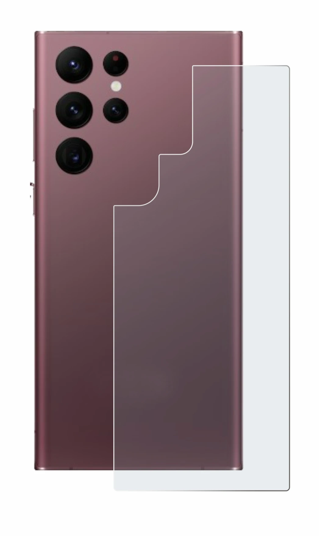 Imagen del dispositivo Samsung Galaxy S22 Ultra 5G (Trasero) con una amplia variedad de protectores de pantalla.