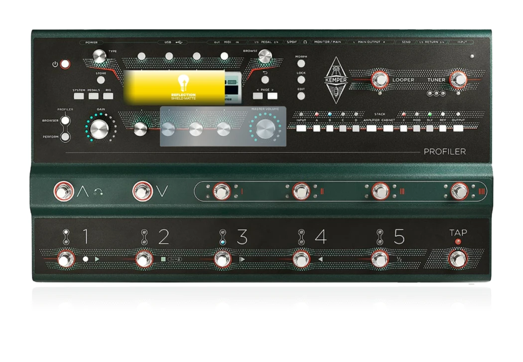 Imagen del dispositivo Kemper Profiler Stage con una amplia variedad de protectores de pantalla.