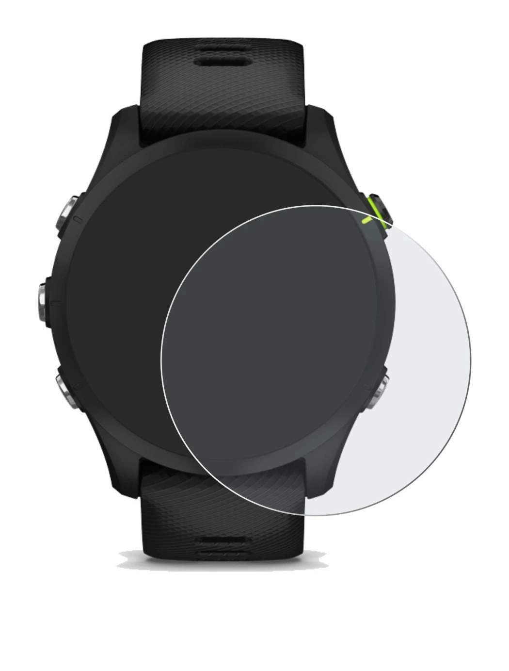 Imagen del dispositivo Garmin Forerunner 255 Music con una amplia variedad de protectores de pantalla.