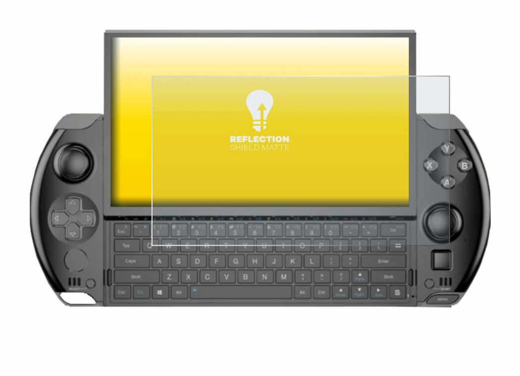 Imagen del dispositivo GPD Win 4 con una amplia variedad de protectores de pantalla.