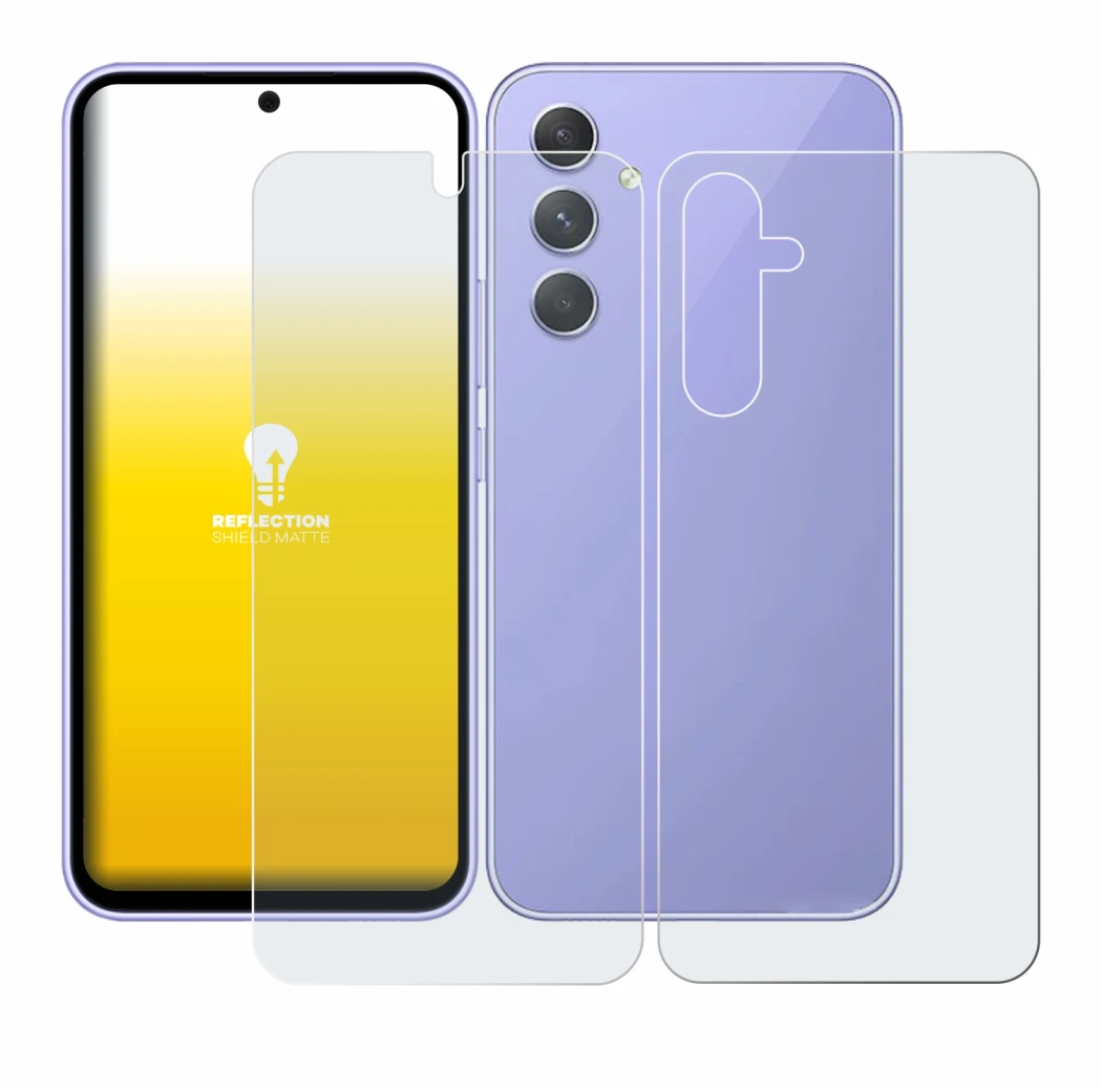 Imagen del dispositivo Samsung Galaxy A54 5G (Frontal+Trasero) con una amplia variedad de protectores de pantalla.