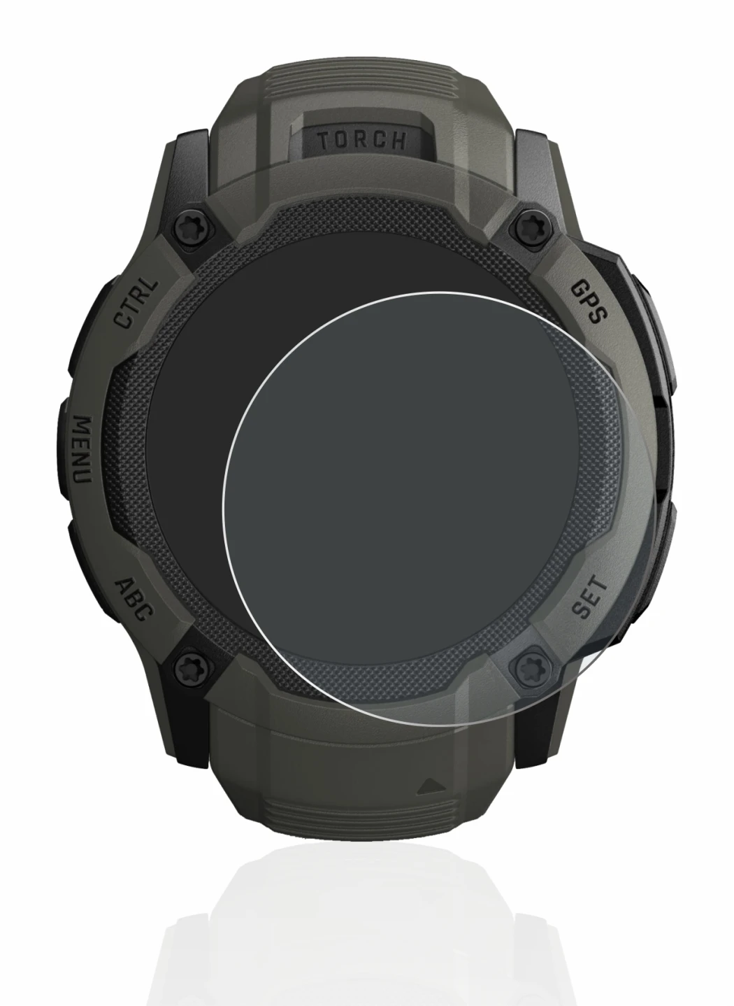 Imagen del dispositivo Garmin Instinct 2X Solar con una amplia variedad de protectores de pantalla.