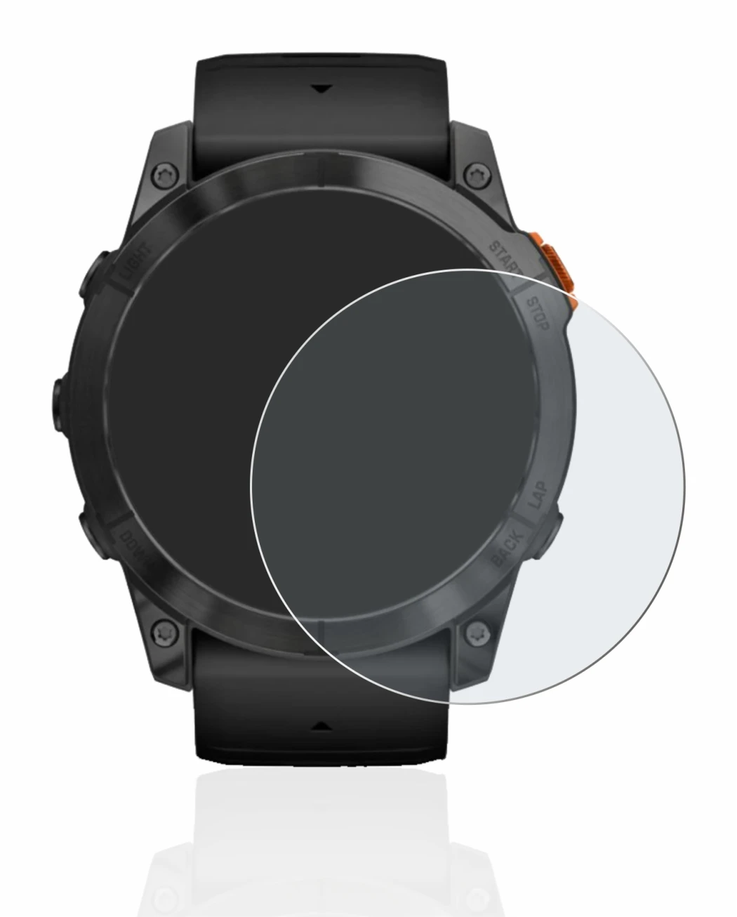 Imagen del dispositivo Garmin Fenix 7X Pro Solar (51 mm) con una amplia variedad de protectores de pantalla.