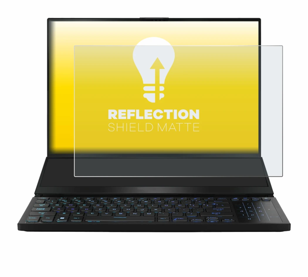 Imagen del dispositivo ASUS ROG Zephyrus Duo 16 2023 con una amplia variedad de protectores de pantalla.