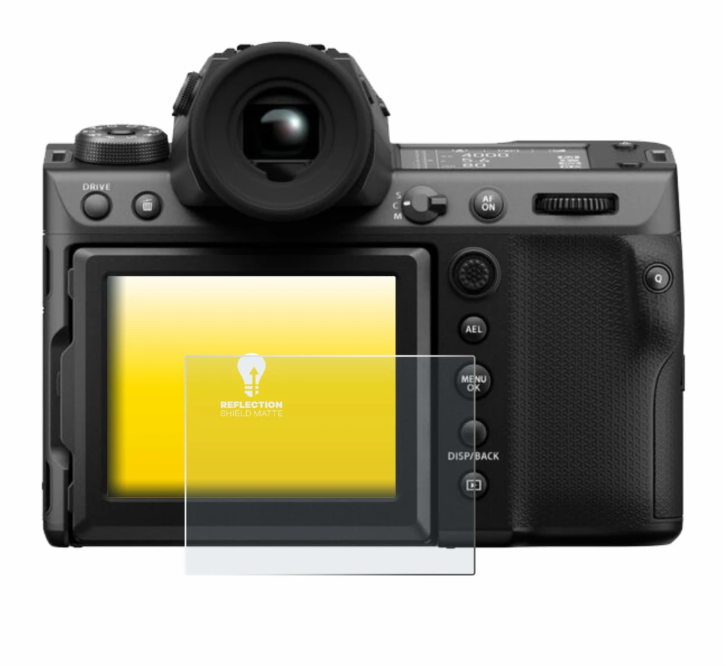 Imagen del dispositivo Fujifilm GFX100 II con una amplia variedad de protectores de pantalla.