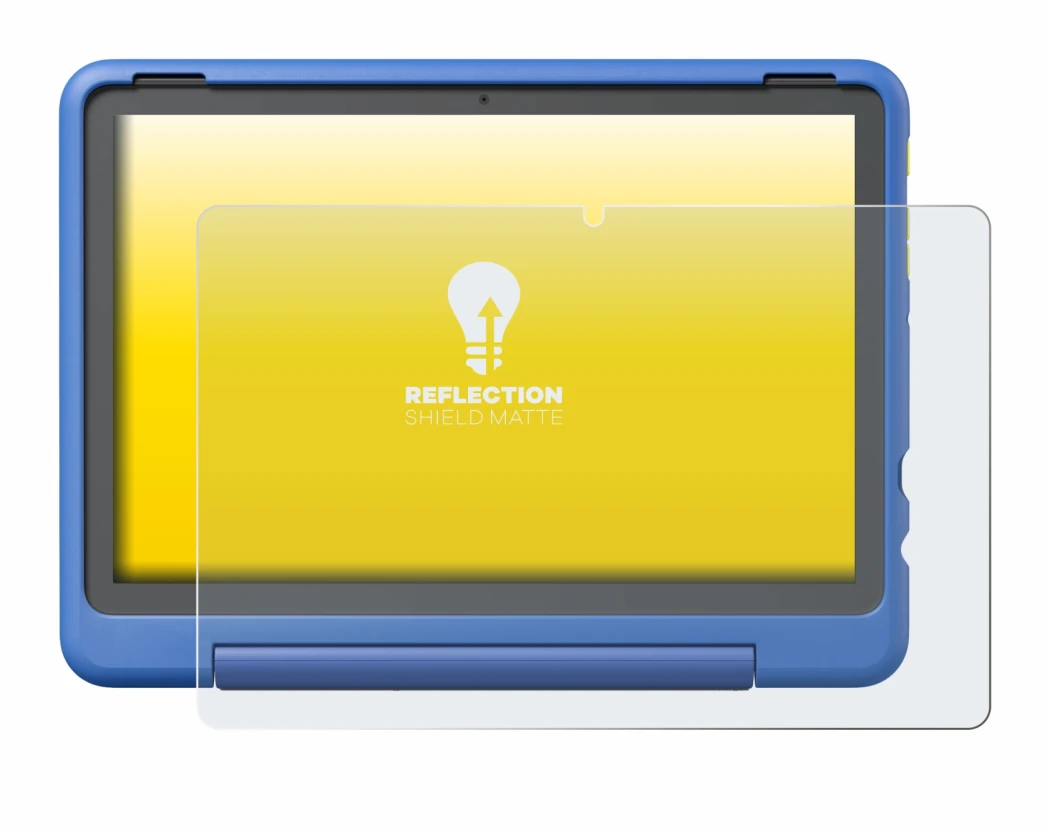 Imagen del dispositivo Amazon Fire HD 10 Kids Pro 2023 con una amplia variedad de protectores de pantalla.