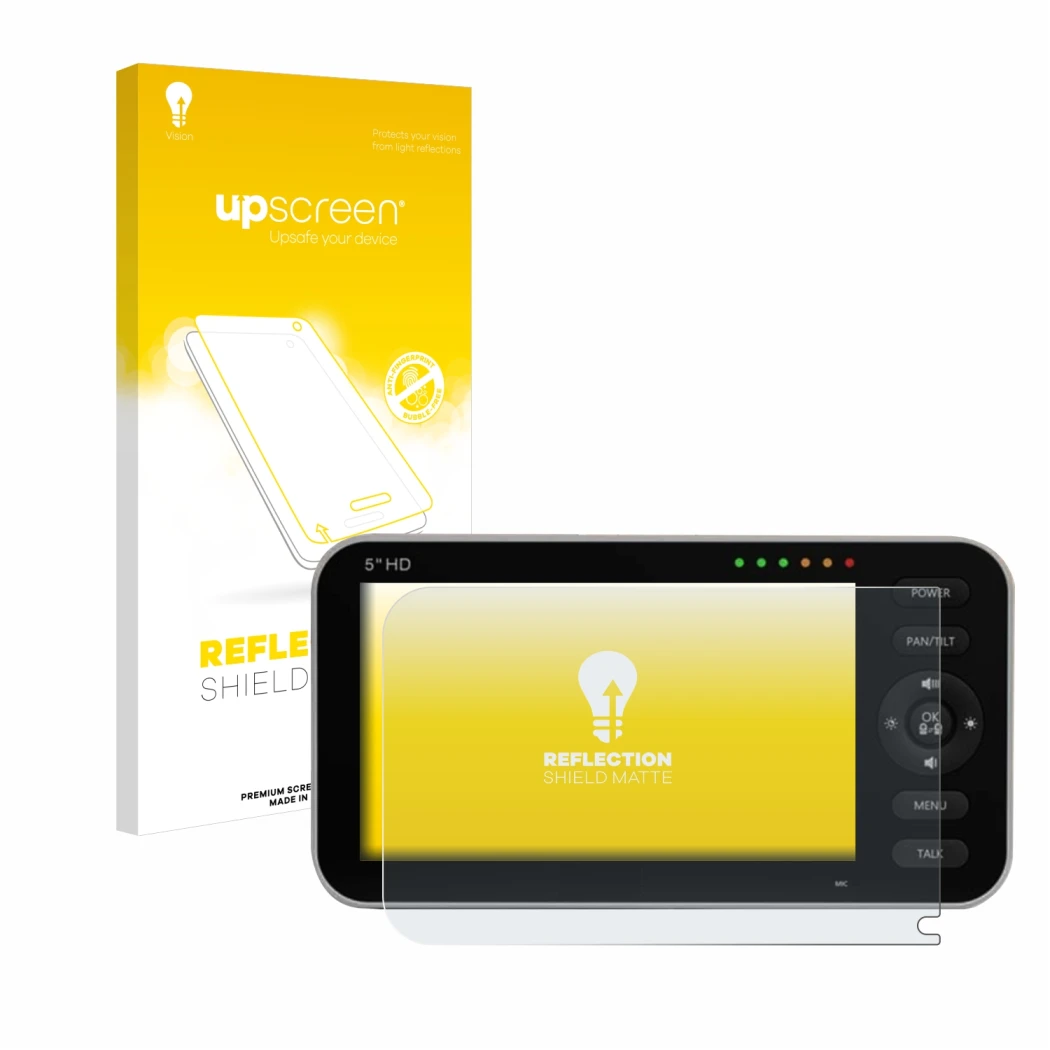 Parte frontal de un envase de producto con el logotipo de la marca upscreen. Al lado se muestra el dispositivo GHB SM50B Model