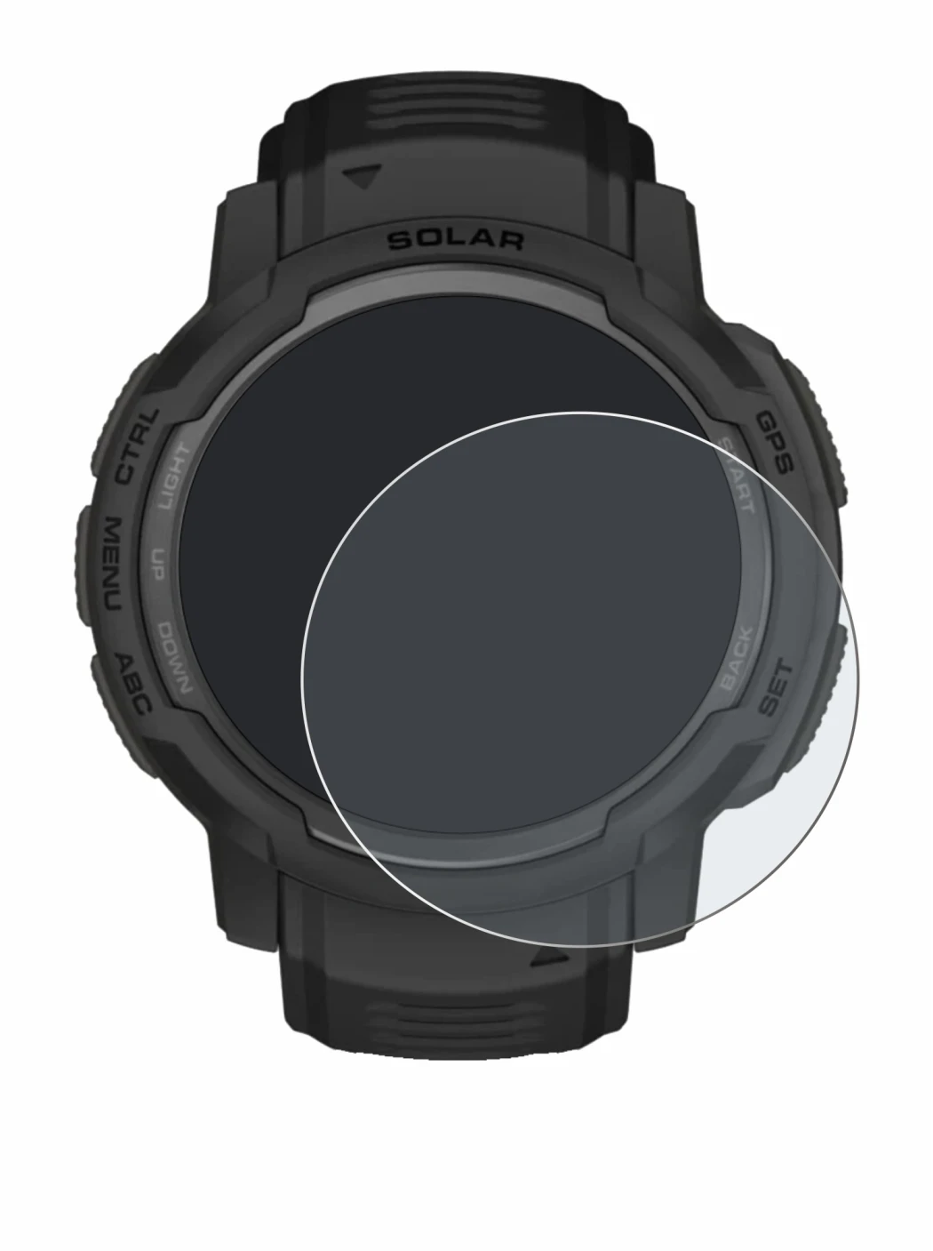 Imagen del dispositivo Garmin Instinct Crossover AMOLED con una amplia variedad de protectores de pantalla.
