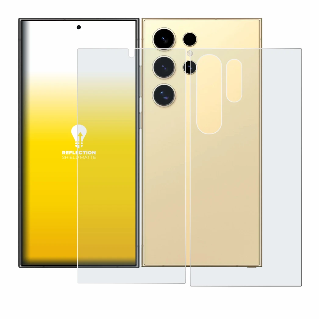 Imagen del dispositivo Samsung Galaxy S24 Ultra (case-friendly) (Frontal+Trasero) con una amplia variedad de protectores de pa