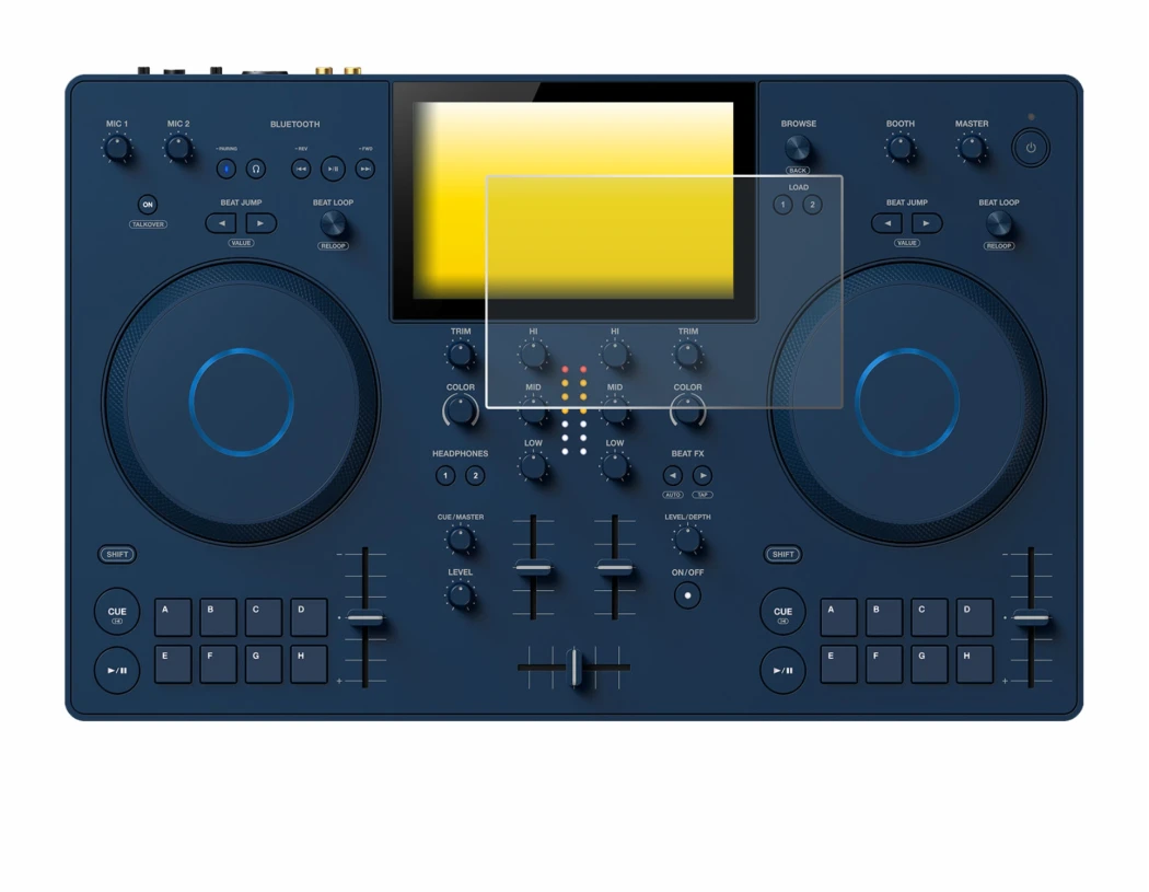 Imagen del dispositivo AlphaTheta OMNIS-Duo con una amplia variedad de protectores de pantalla.