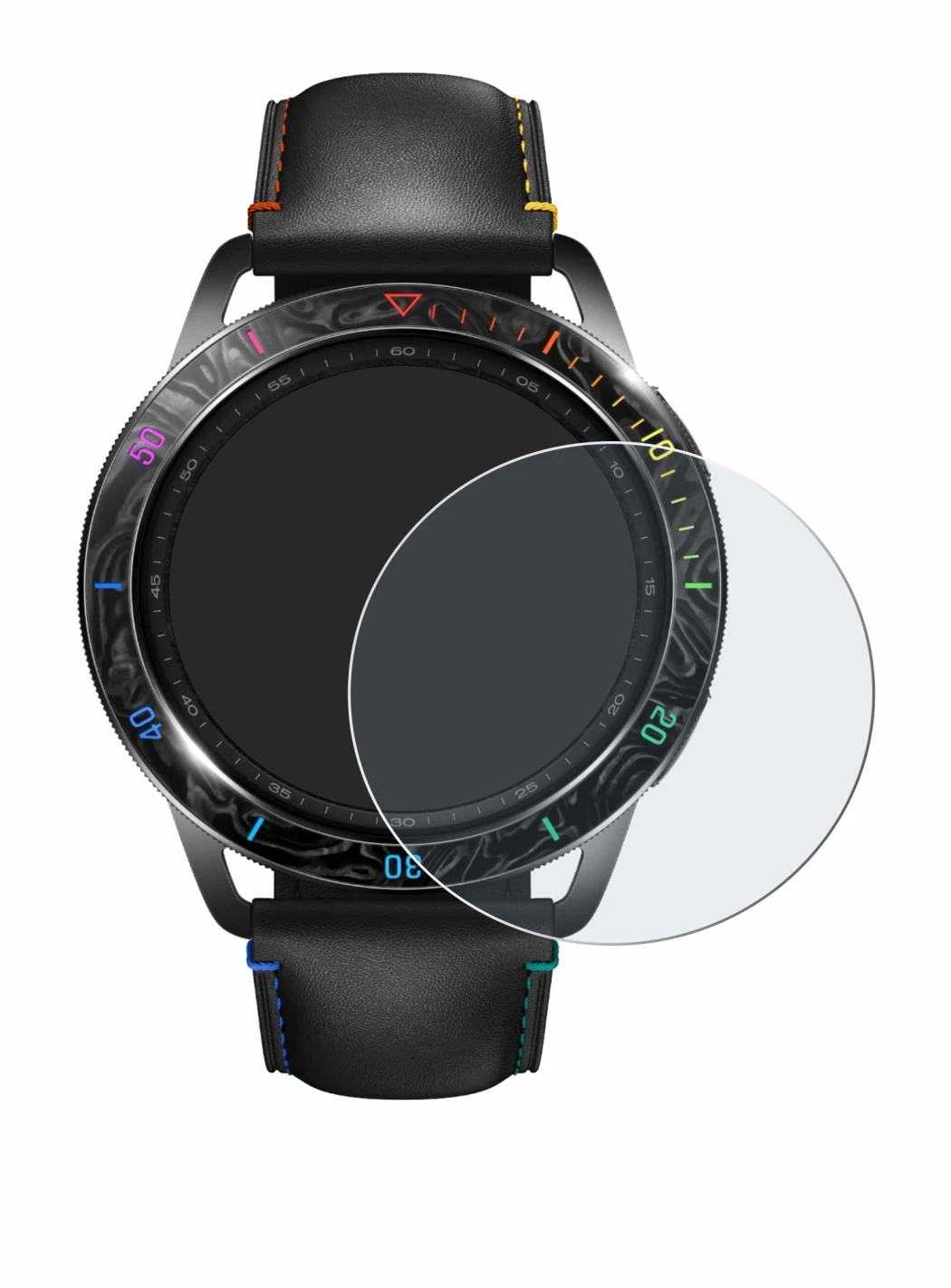 Imagen del dispositivo Xiaomi Watch S3 con una amplia variedad de protectores de pantalla.