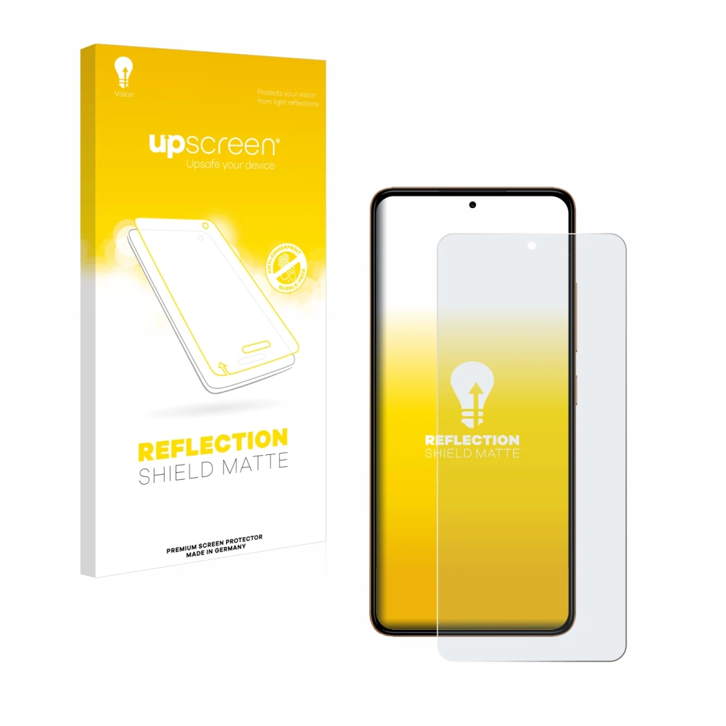 Parte frontal de un envase de producto con el logotipo de la marca upscreen. Al lado se muestra el dispositivo HMD Pulse Plus