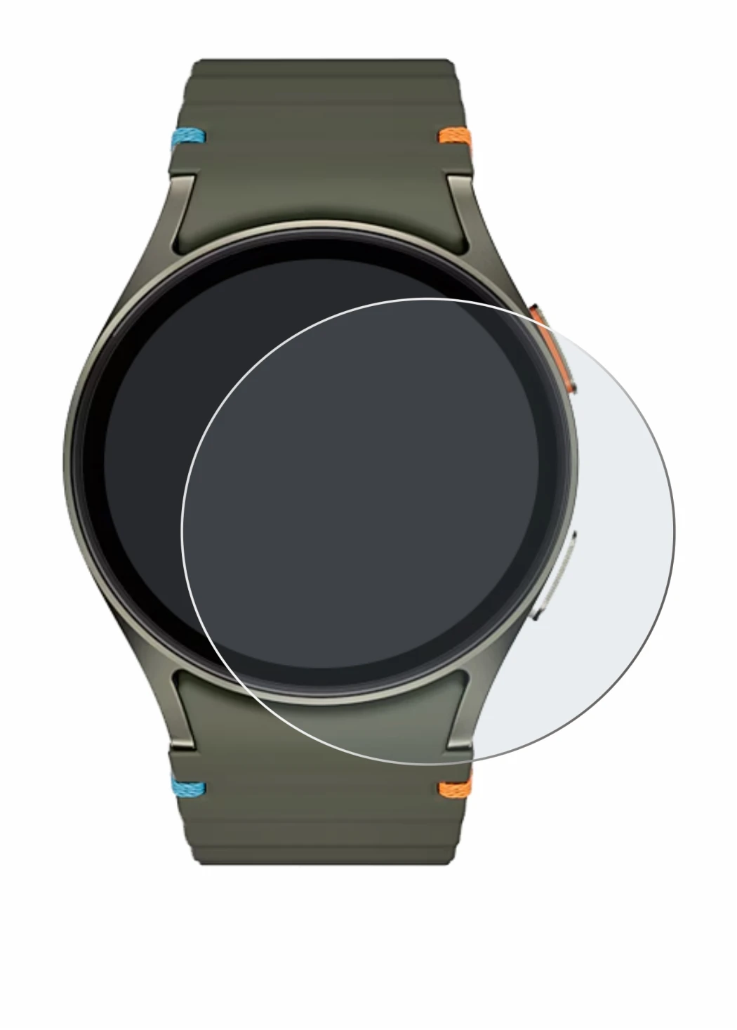 Imagen del dispositivo Samsung Galaxy Watch 7 (40 mm) con una amplia variedad de protectores de pantalla.