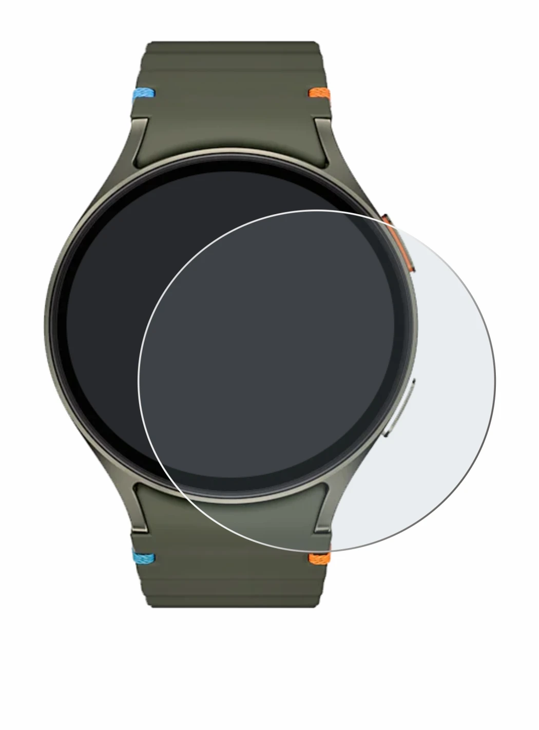Imagen del dispositivo Samsung Galaxy Watch 7 (44 mm) con una amplia variedad de protectores de pantalla.
