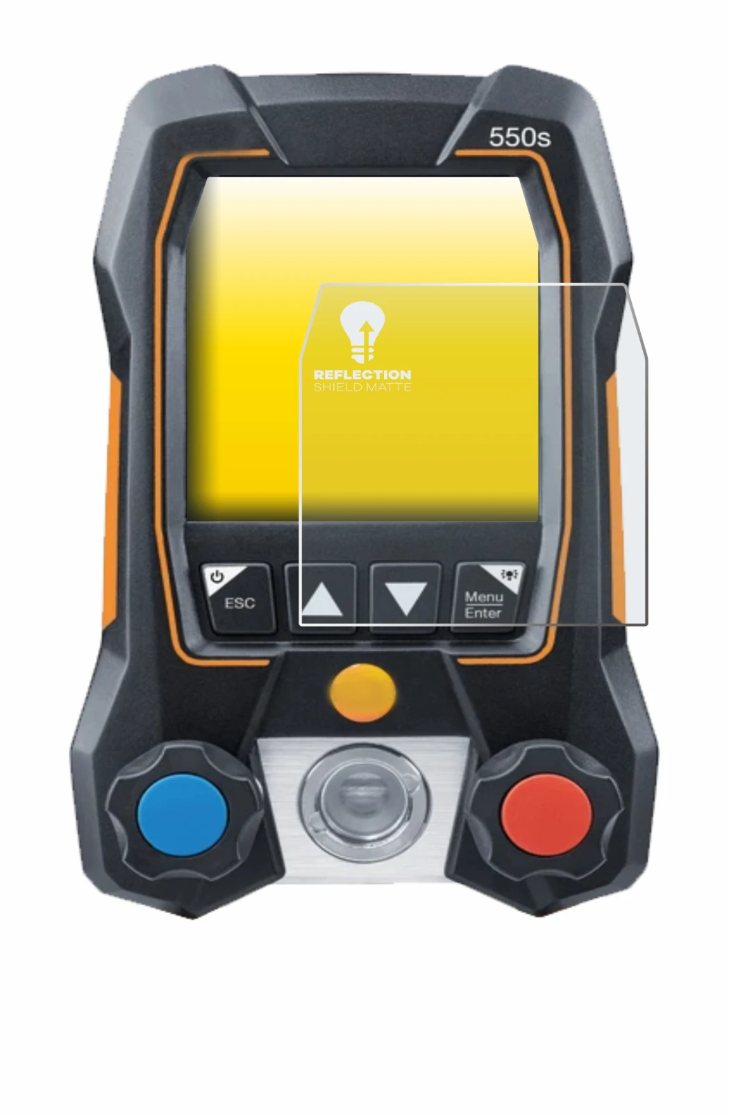 Imagen del dispositivo Testo 550s con una amplia variedad de protectores de pantalla.