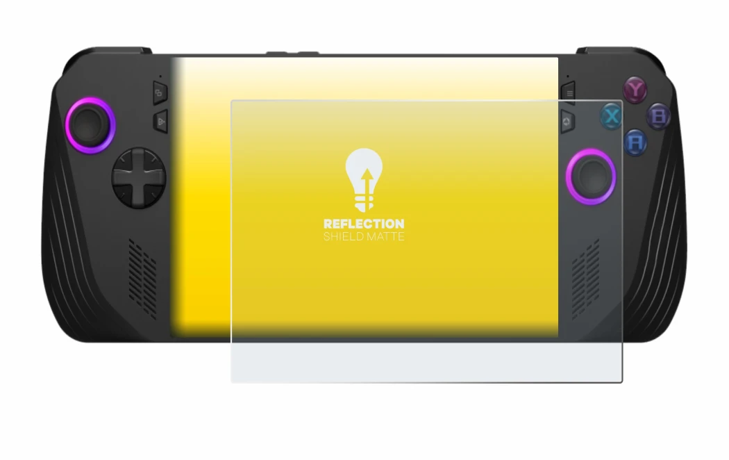 Imagen del dispositivo ASUS ROG Ally X (2024) con una amplia variedad de protectores de pantalla.