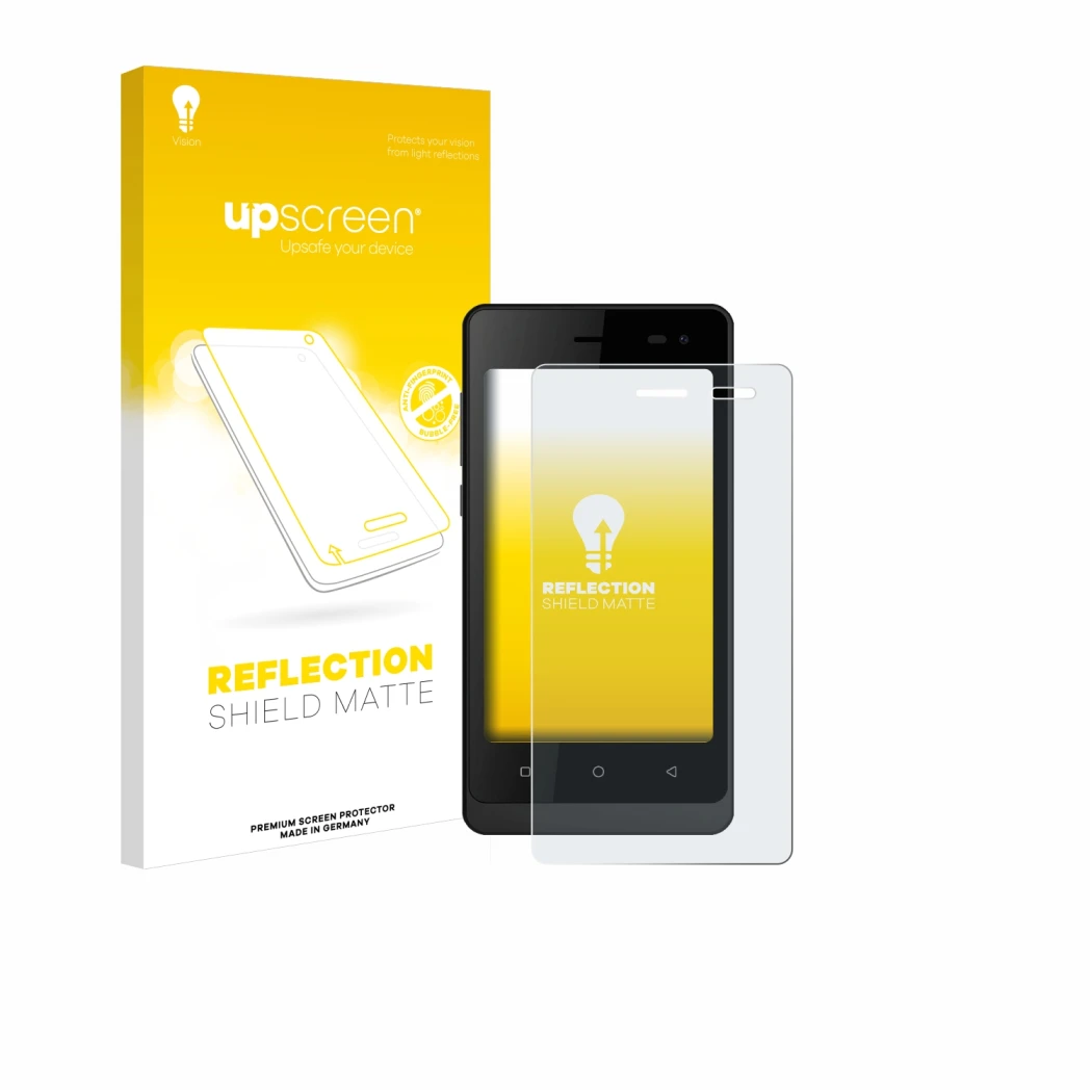 Parte frontal de un envase de producto con el logotipo de la marca upscreen. Al lado se muestra el dispositivo Logicom Wave 2