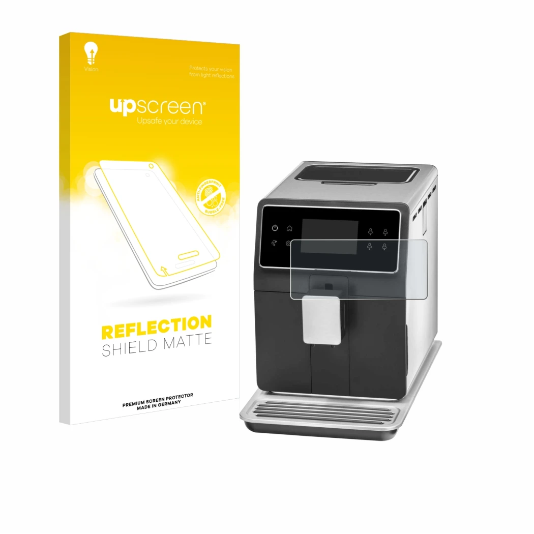 Parte frontal de un envase de producto con el logotipo de la marca upscreen. Al lado se muestra el dispositivo WMF Perfection
