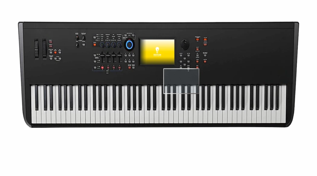 Imagen del dispositivo Yamaha MODX8+ con una amplia variedad de protectores de pantalla.