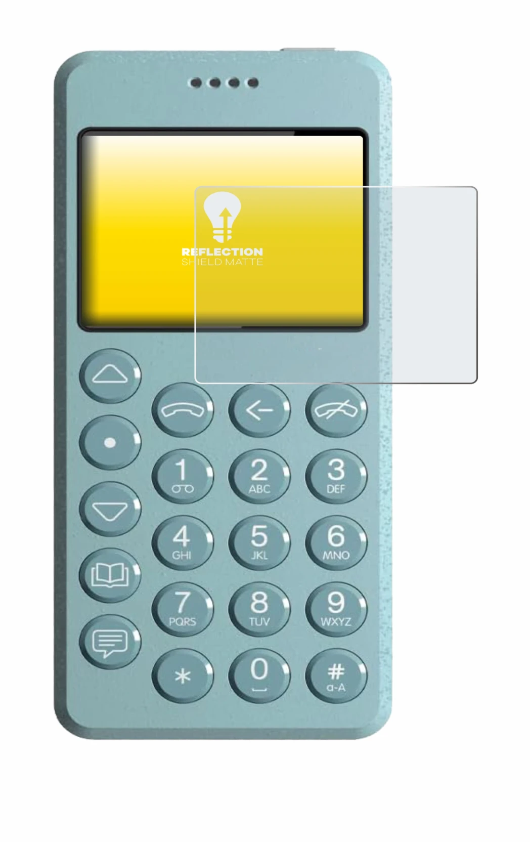 Imagen del dispositivo Punkt MP02 con una amplia variedad de protectores de pantalla.