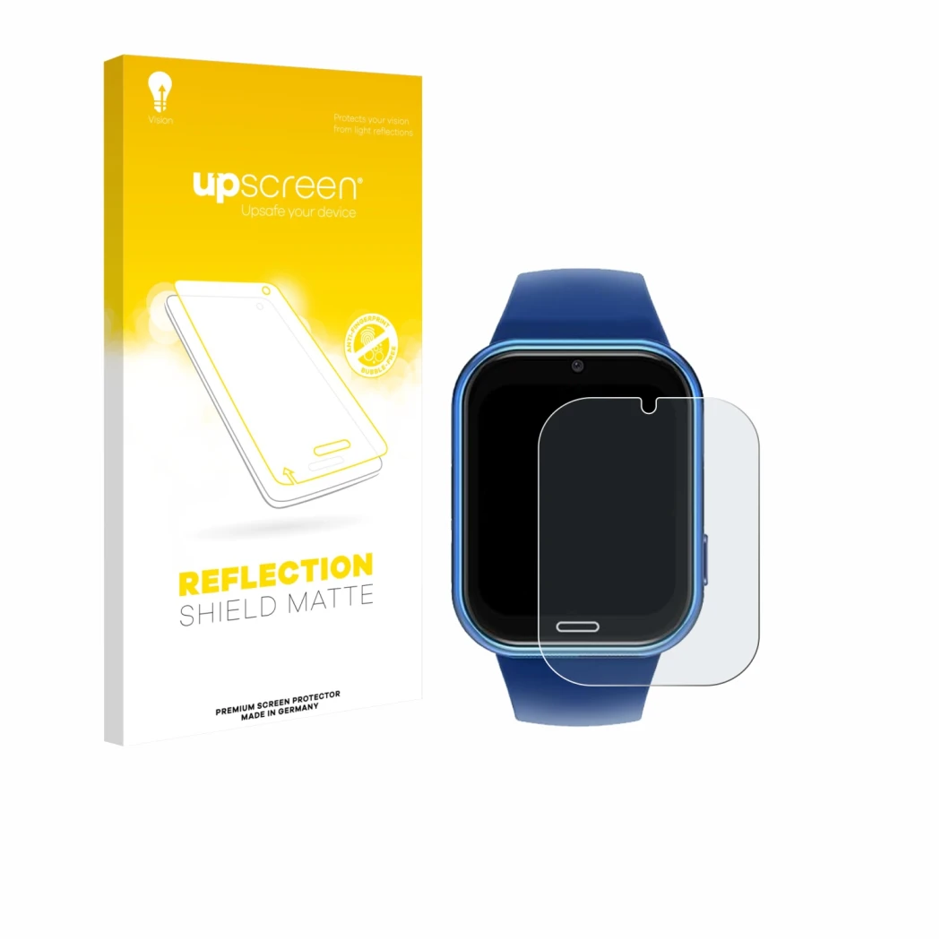 Parte frontal de un envase de producto con el logotipo de la marca upscreen. Al lado se muestra el dispositivo CATGIFF X53 con