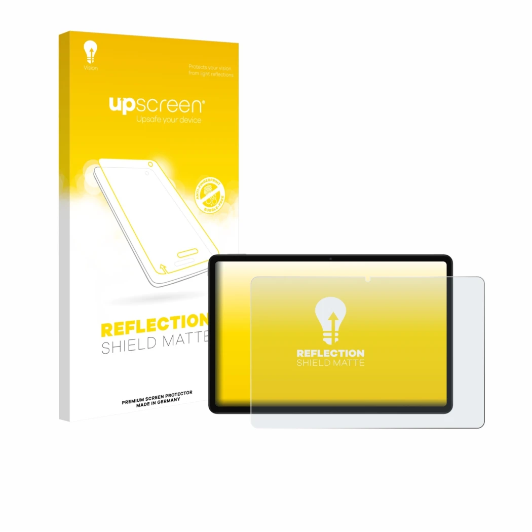 Parte frontal de un envase de producto con el logotipo de la marca upscreen. Al lado se muestra el dispositivo Xiaomi Redmi Pa