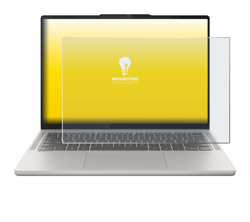 Imagen del dispositivo Lenovo Chromebook Plus 14 con una amplia variedad de protectores de pantalla.