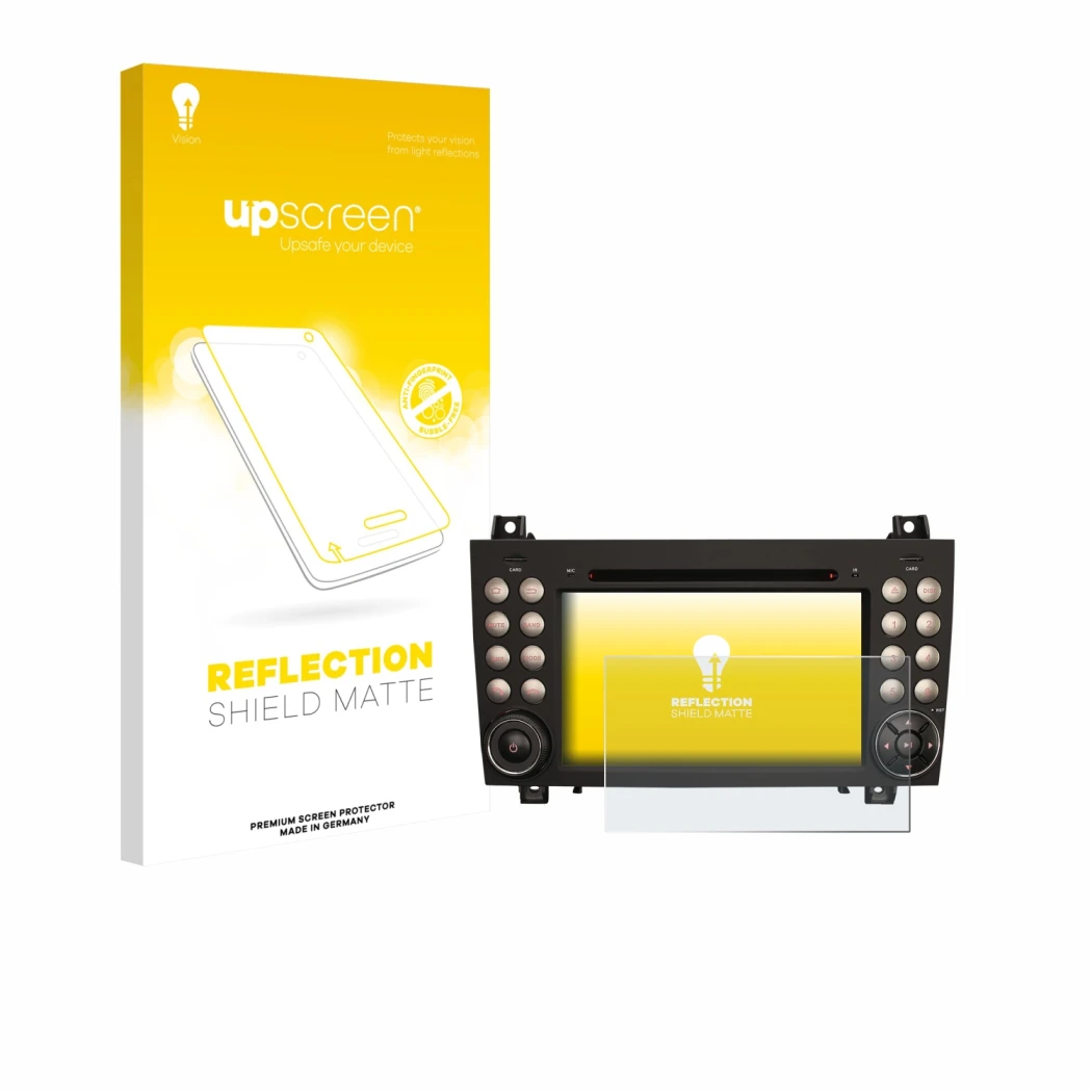 Parte frontal de un envase de producto con el logotipo de la marca upscreen. Al lado se muestra el dispositivo Erisin ES8940S