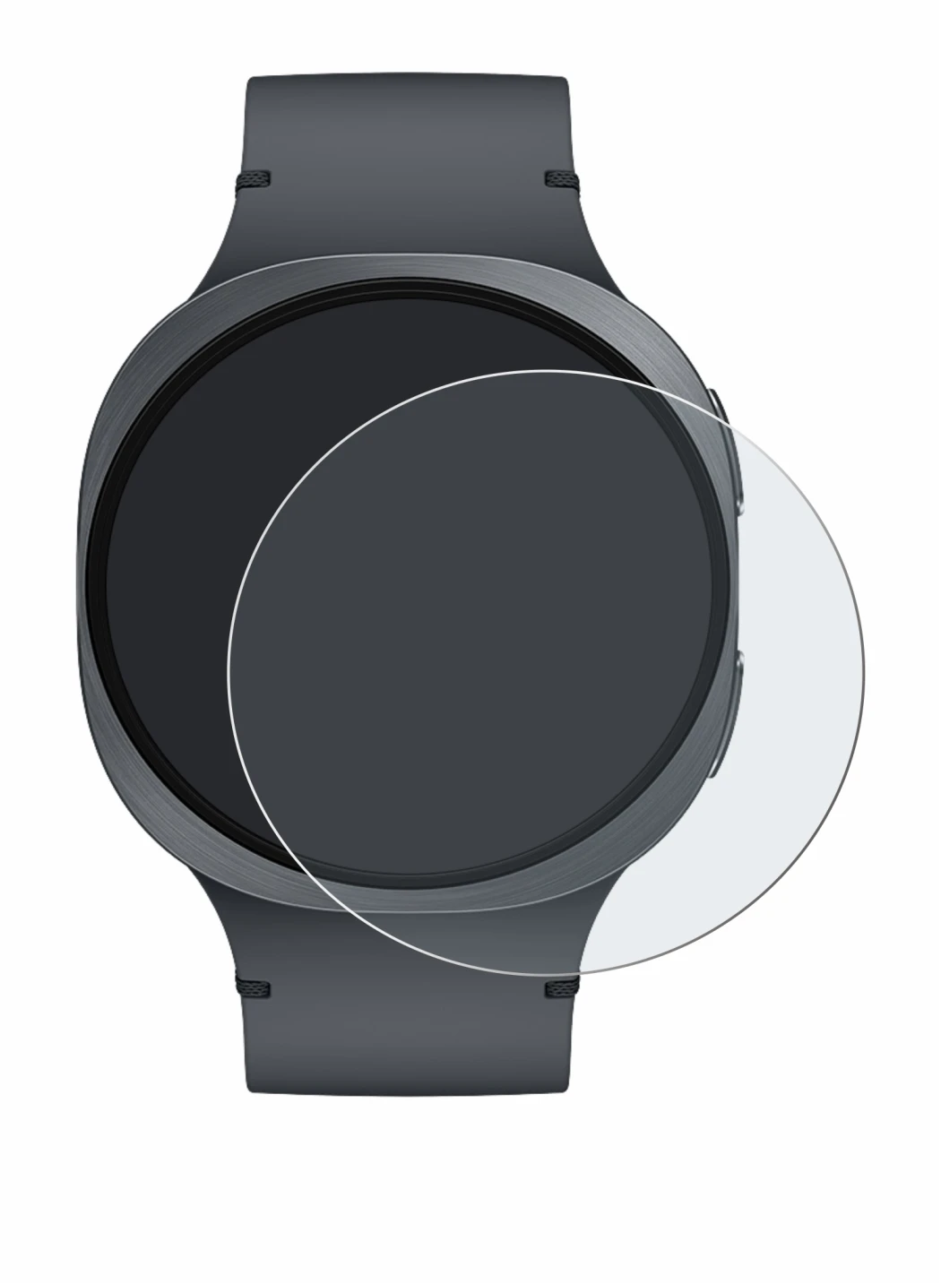 Imagen del dispositivo Samsung Galaxy Watch 8 (44 mm) con una amplia variedad de protectores de pantalla.
