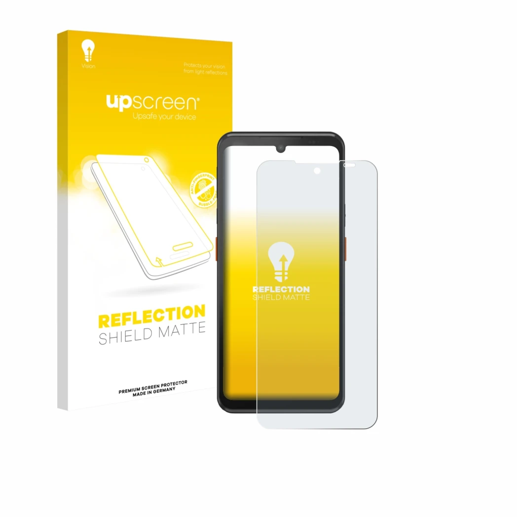 Parte frontal de un envase de producto con el logotipo de la marca upscreen. Al lado se muestra el dispositivo Summi L3 con su