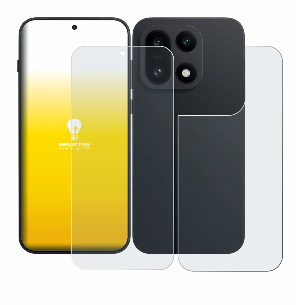 Imagen del dispositivo OnePlus 15 (Frontal+Trasero) con una amplia variedad de protectores de pantalla.