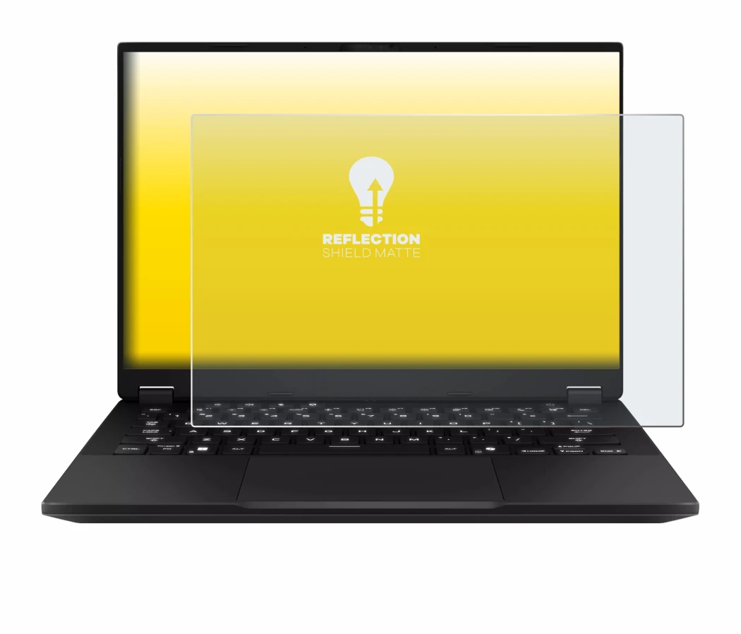 Imagen del dispositivo ASUS TUF Gaming A14 con una amplia variedad de protectores de pantalla.