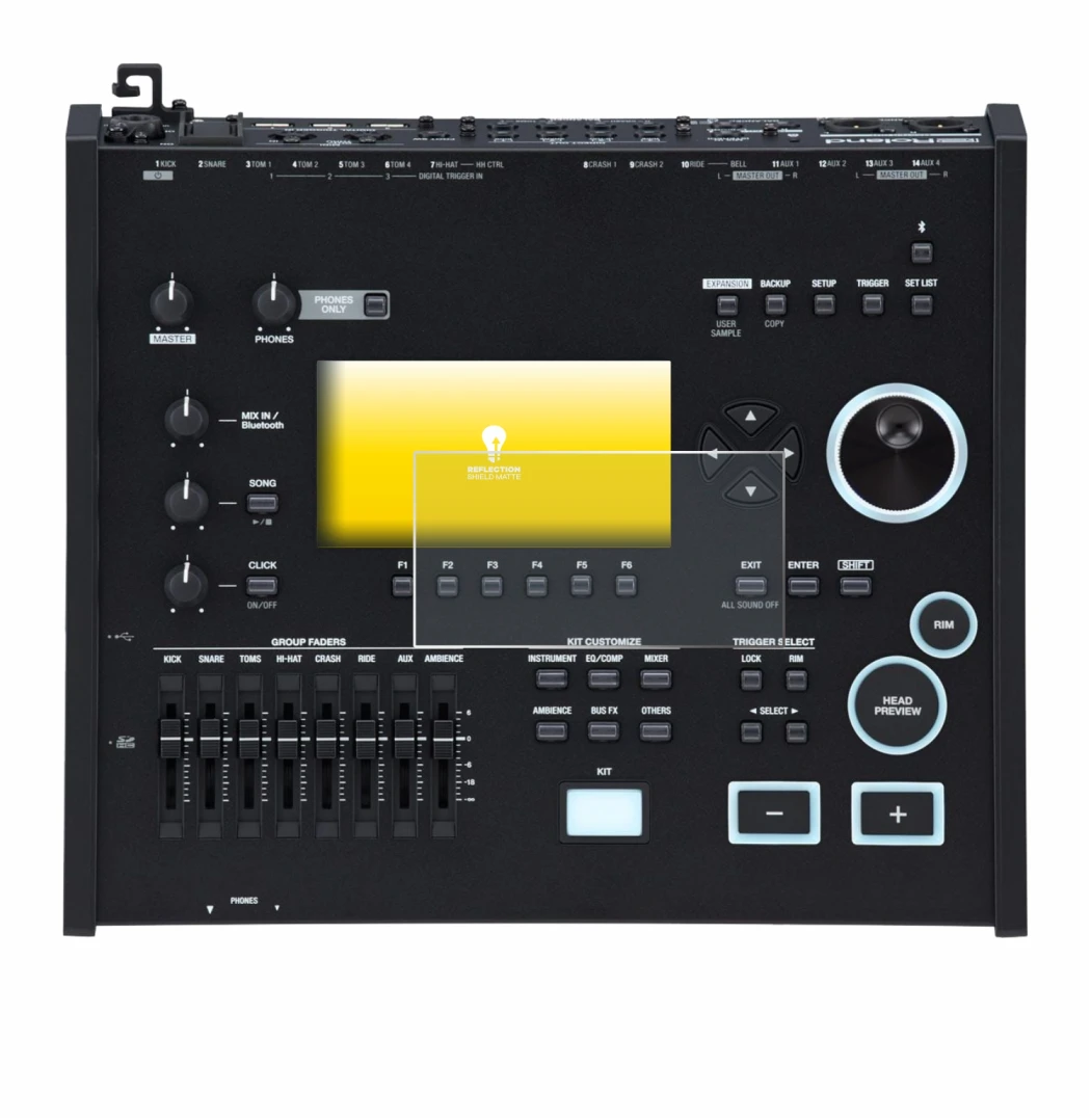 Imagen del dispositivo Roland V71 con una amplia variedad de protectores de pantalla.