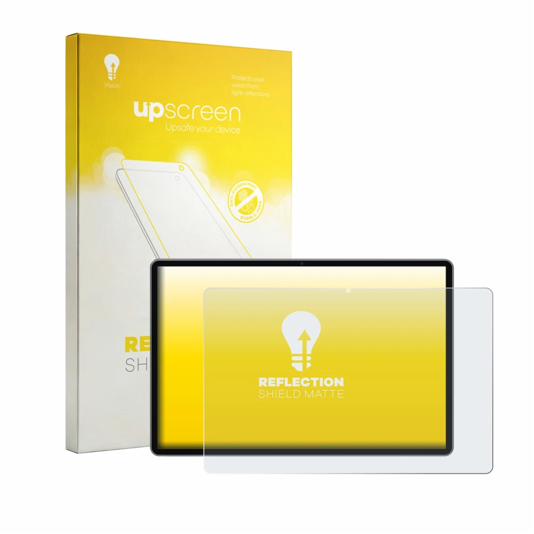 Parte frontal de un envase de producto con el logotipo de la marca upscreen. Al lado se muestra el dispositivo Maxlegen M31 13