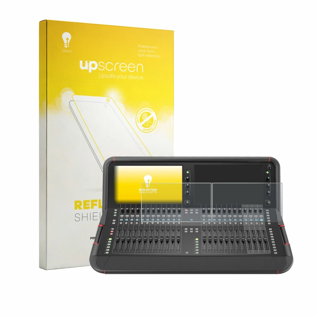 Parte frontal de un envase de producto con el logotipo de la marca upscreen. Al lado se muestra el dispositivo Allen&Heat Avan