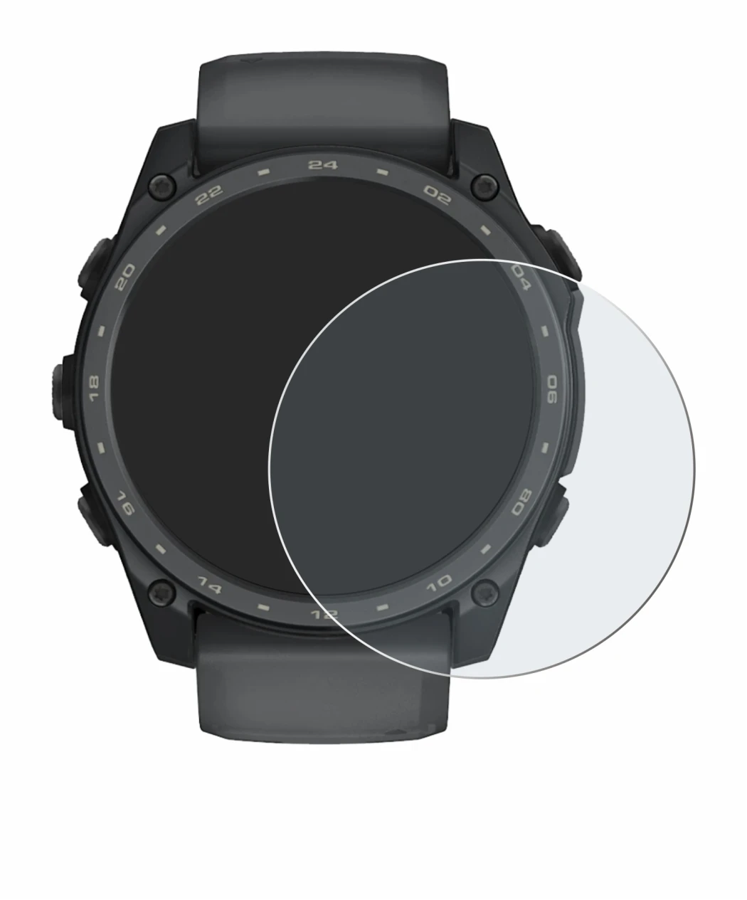 Imagen del dispositivo Garmin Tactix 8 Amoled Cerakote (51 mm) con una amplia variedad de protectores de pantalla.