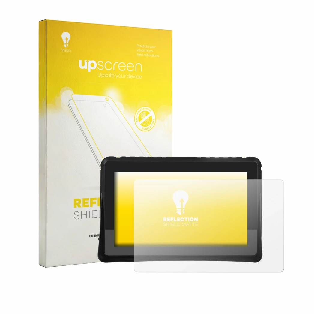 Parte frontal de un envase de producto con el logotipo de la marca upscreen. Al lado se muestra el dispositivo KOROBIE 8456127