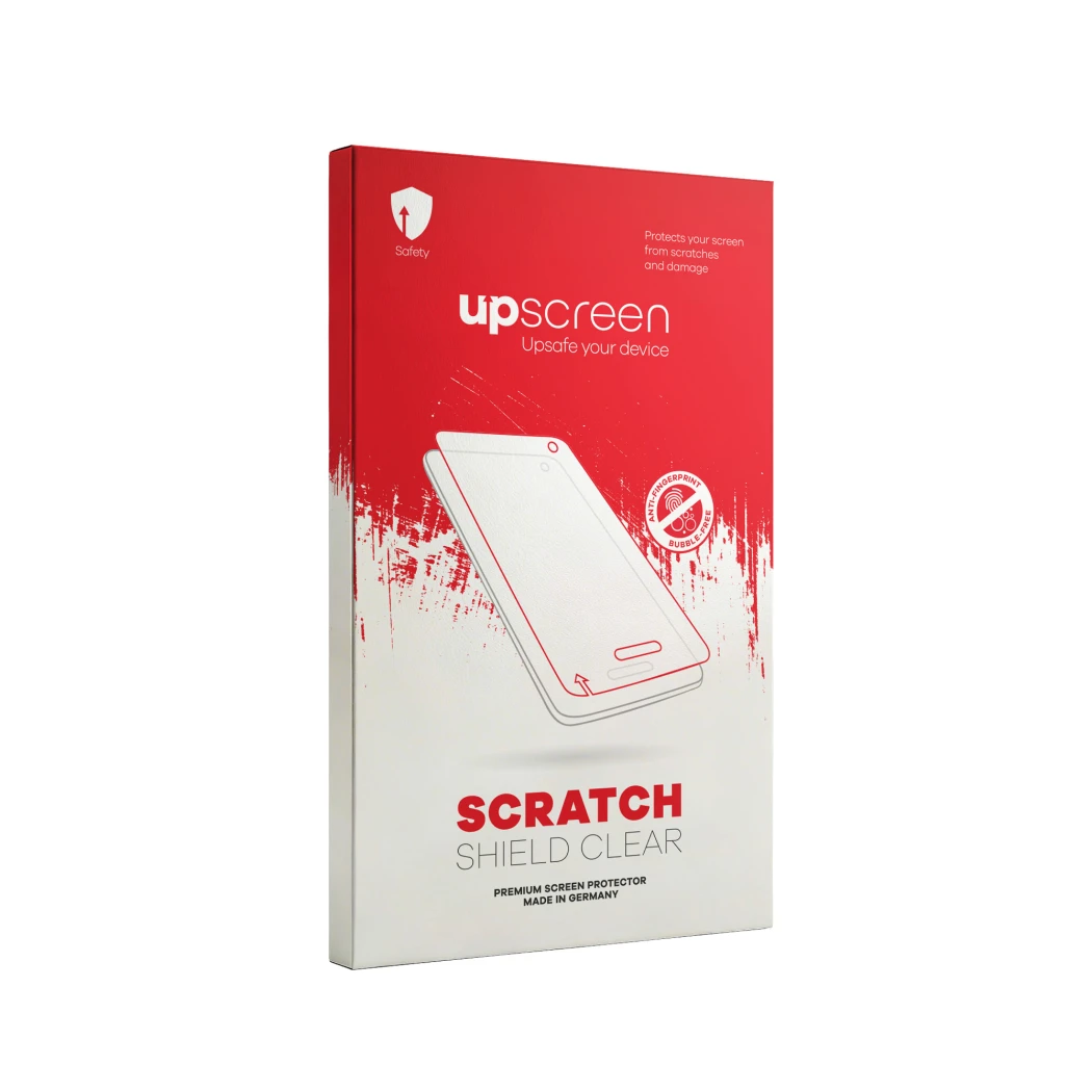 Parte frontal de un envase de producto con el logotipo de la marca upscreen