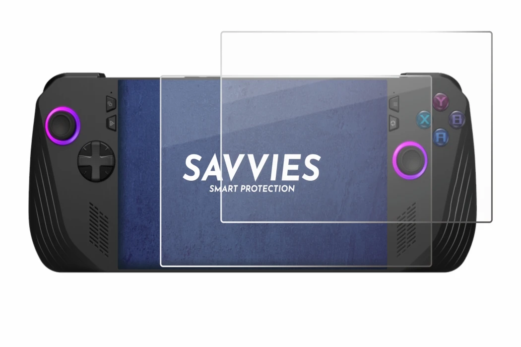 Imagen del dispositivo ASUS ROG Ally X (2024) con una amplia variedad de protectores de pantalla.