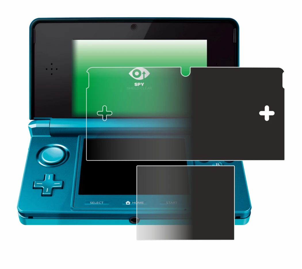 Imagen del dispositivo Nintendo 3DS con una amplia variedad de protectores de pantalla.