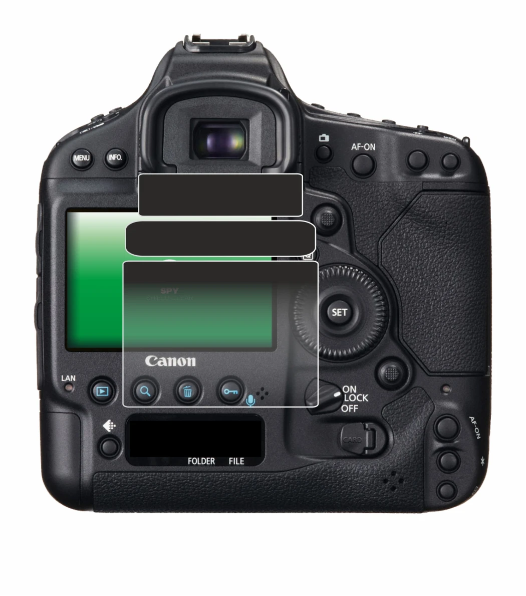 Imagen del dispositivo Canon EOS 1D X con una amplia variedad de protectores de pantalla.