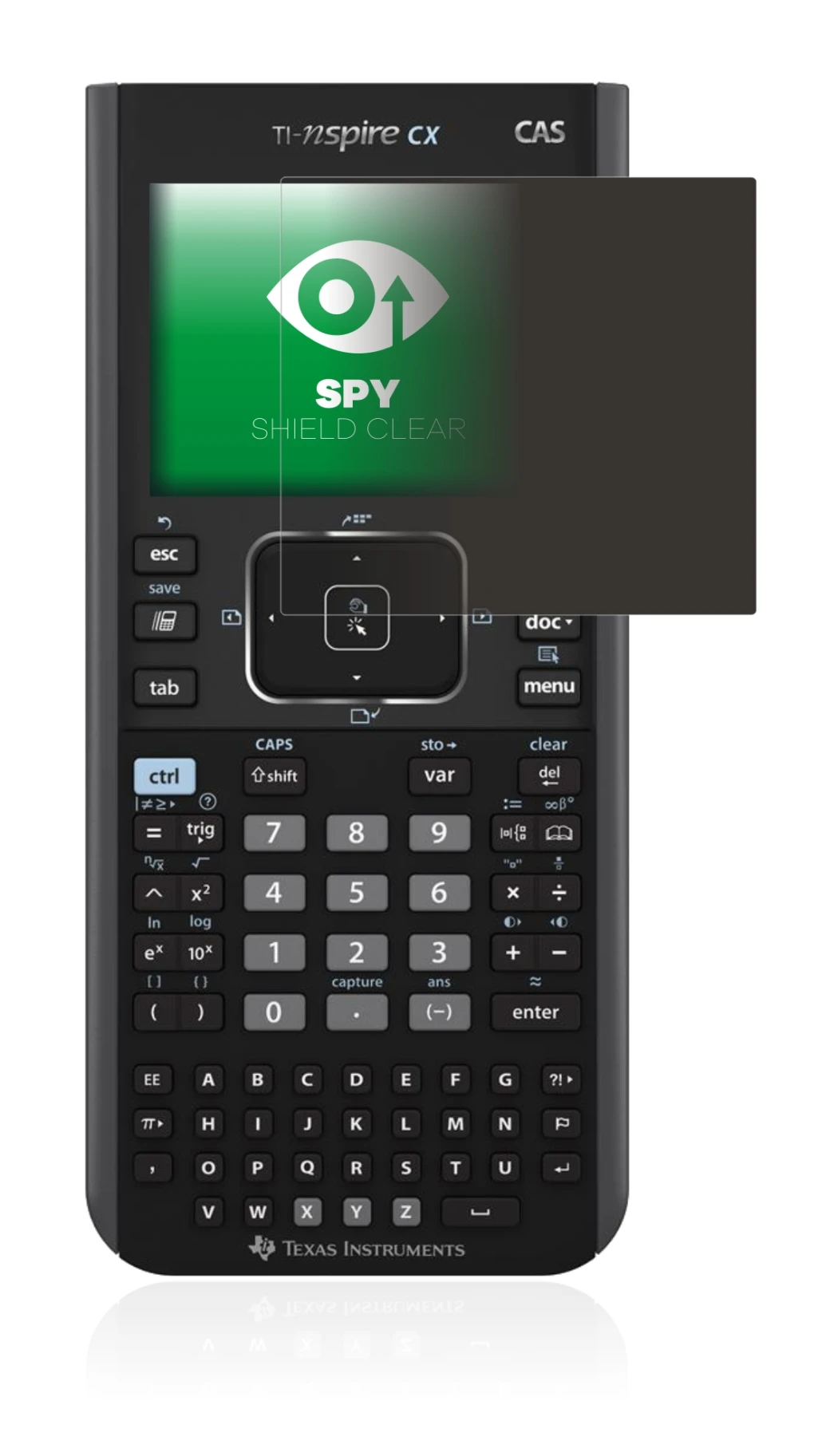 Imagen del dispositivo Texas Instruments Nspire CX CAS con una amplia variedad de protectores de pantalla.