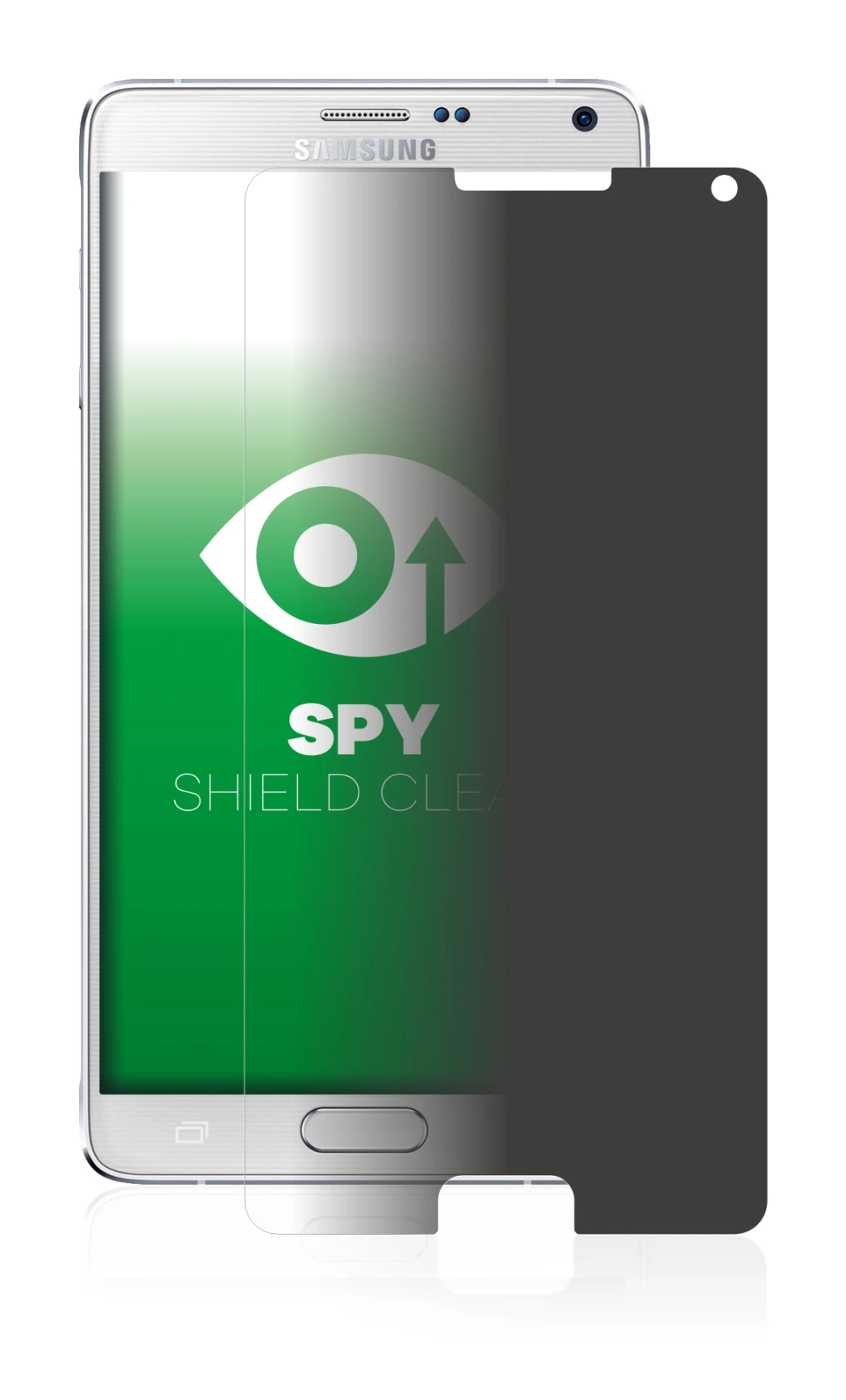 Imagen del dispositivo Samsung Galaxy Note 4 con una amplia variedad de protectores de pantalla.