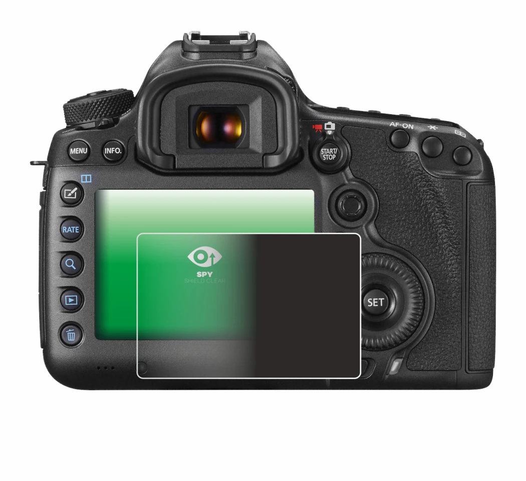 Imagen del dispositivo Canon EOS 5DS R con una amplia variedad de protectores de pantalla.