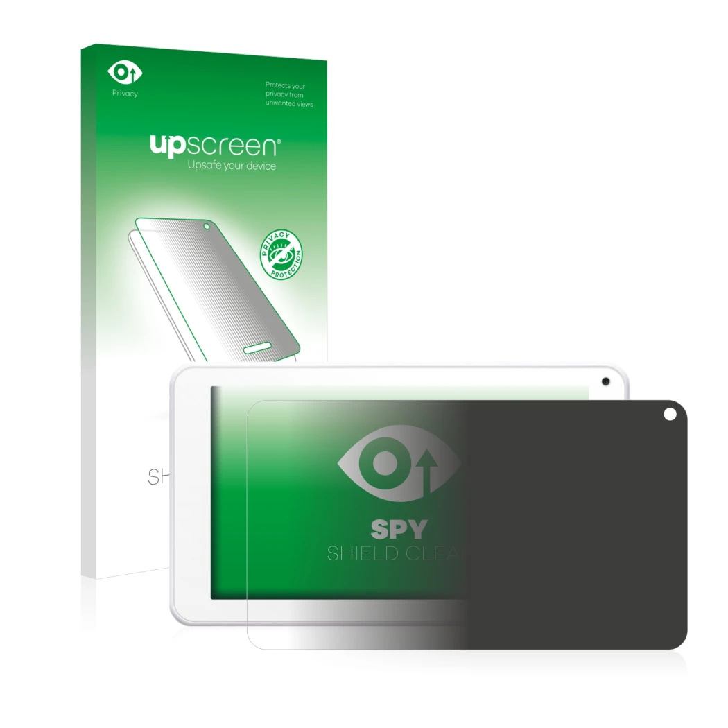 Parte frontal de un envase de producto con el logotipo de la marca upscreen. Al lado se muestra el dispositivo BigBen Unity Ta