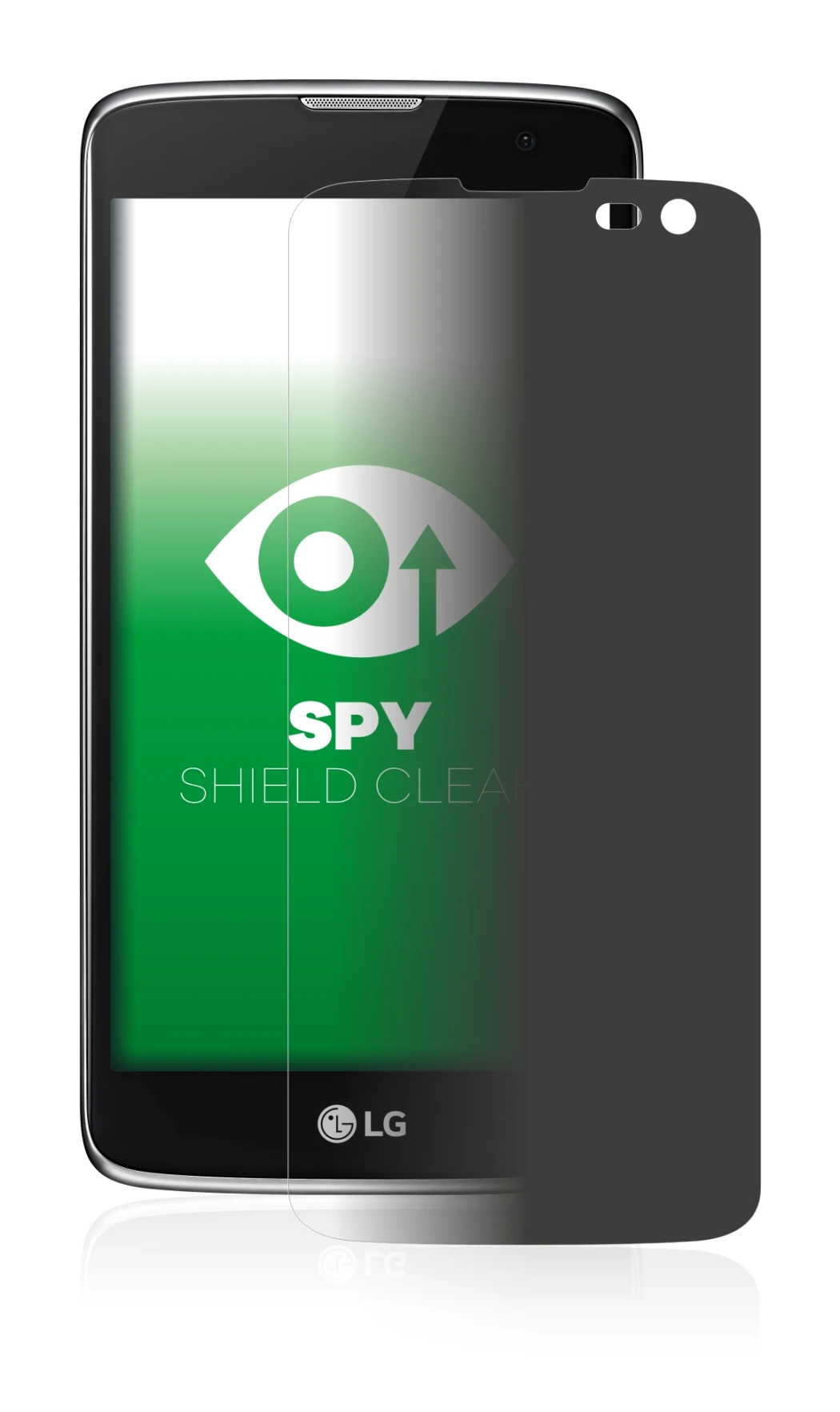 Imagen del dispositivo LG K7 (cámara a la derecha solamente) con una amplia variedad de protectores de pantalla.